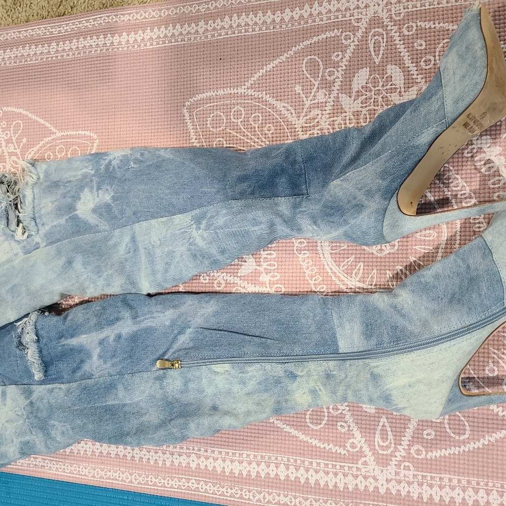 Thigh high Jean boots